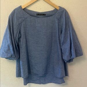 Zara Basic Collection Blue Chambray Women's Top - Size Medium